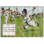 AFTER CHARLES CROMBIE five humorous colour cricketing prints, one 15 x 21cm, four 11.5 x 15.5cm