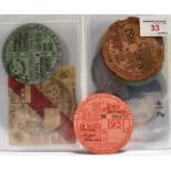 A COLLECTION OF TWENTY-EIGHT 1950'S VEHICLE ROAD TAX DISCS (1950 TO 1959) 2 x 1950, 1 x 1951, 1 x