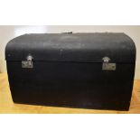 A BREXTON MOTOR CAR TRUNK with a black rexine covered finish, 47.5cm high, 87cm wide, 39cm deep.