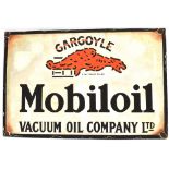 A PAINTED WOODEN MOBIL OIL SIGN (distressed) 78cm x 52cm