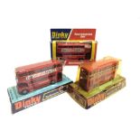 THREE DINKY MODEL BUSES comprising a No.289, Routemaster Bus, red with 'Esso Safety Grip Tyres'