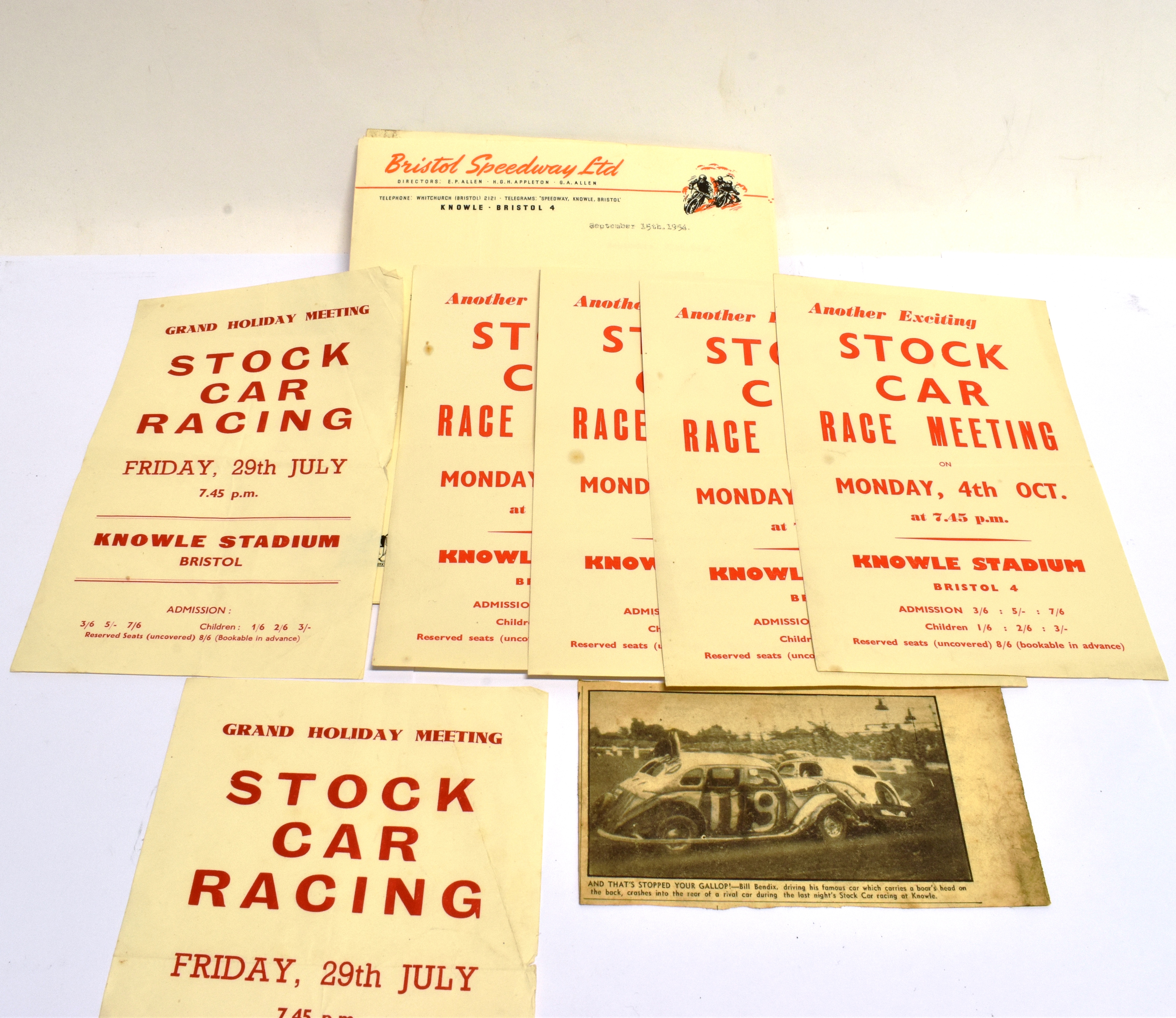 STOCK CAR RACING KNOWLE STADIUM WELLS ROAD, BRISTOL - A 1950'S PRINTED POSTER ADVERTISING A JACK - Image 2 of 2