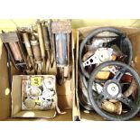 ASSORTED VINTAGE CAR SPARES AND PARKS including two 1960's/1970's sports steering wheels, 1930's/