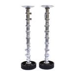 FORD - A BESPOKE PAIR OF CANDLESTICKS two 1970's Ford camshafts, fitted vertically with circular