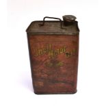 A 1920'S SHELL MOTOR OIL 'II' CAN lithographed decoration with brass spout and screw-lid, 50cm x