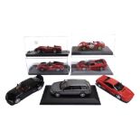 SEVEN 1/43 SCALE MODEL CARS each mint or near mint, four of them in clear plastic cases.