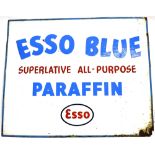 AN ENAMEL DOUBLE-SIDED 'ESSO BLUE' ADVERTISING SIGN white ground with red and blue lettering 'Esso