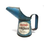 A 1960'S CASTROL ONE PINT BLUE ANTI-FREEZE POURER JUG retaining much of its original finish with