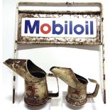 A SMALL STEEL 1960'S MOBILOIL OIL DISPLAY RACK SIGN 34cm x 14cm.