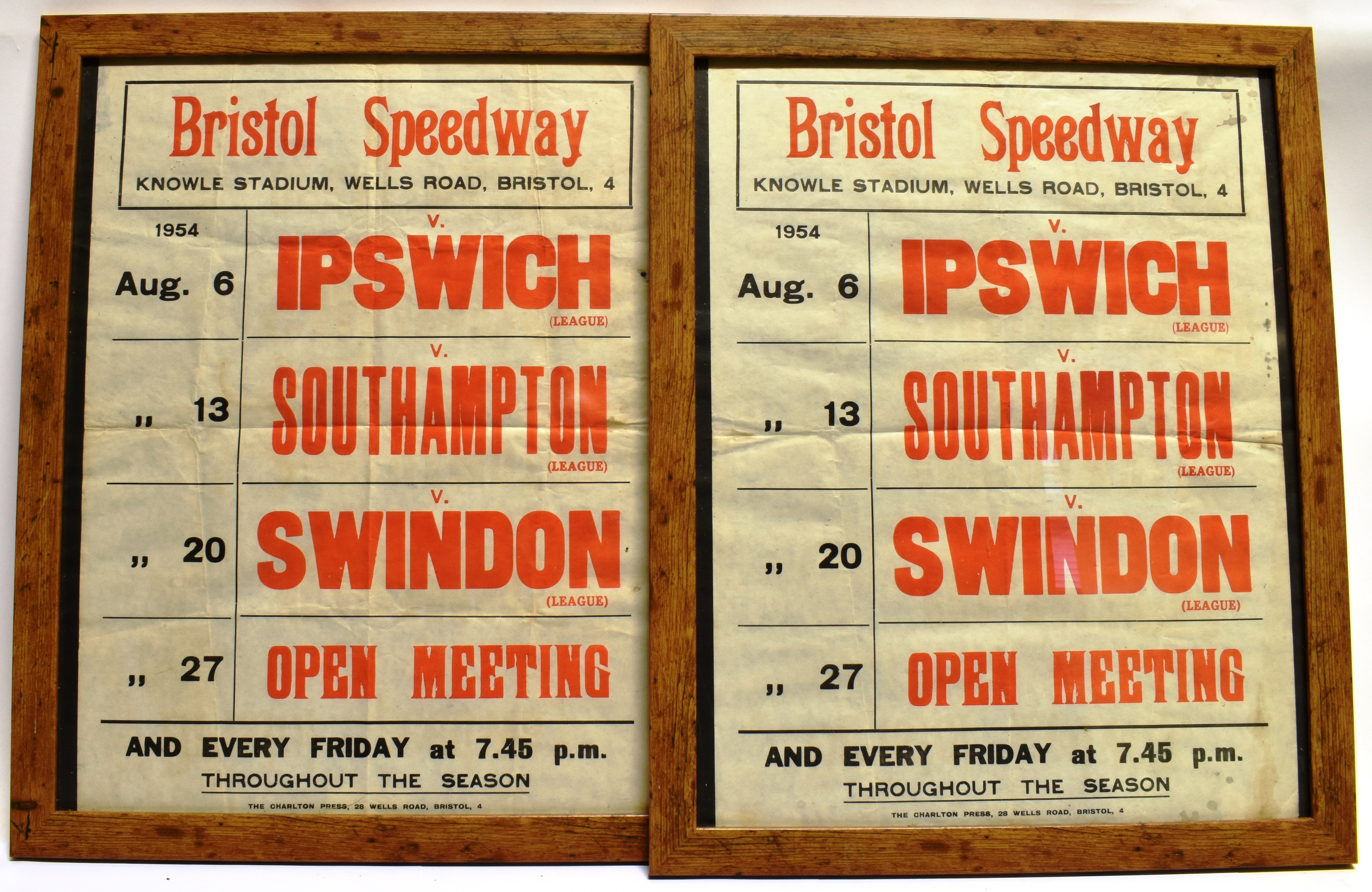 BRISTOL SPEEDWAY, KNOWLE STADIUM, BRISTOL. 4 - TWO 1950'S PRINTED ADVERTISING POSTER'S DATED
