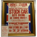 STOCK CAR RACING KNOWLE STADIUM WELLS ROAD, BRISTOL - A 1950'S PRINTED POSTER ADVERTISING A JACK