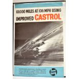 A 1960'S CASTROL OIL POSTER 'JAGUAR 3.8 MK 2 SALOON' (10,000 miles at 106 mph using improved