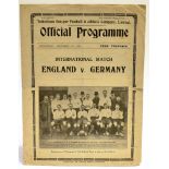 FOOTBALL - PROGRAMME, ENGLAND V. GERMANY, 1935 played at Tottenham Hotspur (horizontal and light