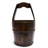 A CHINESE METAL BOUND WATER BUCKET 61cm high