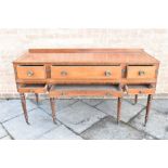 AN EARLY 19TH CENTURY MAHOGANY SIDEBOARD with inlaid and crossbanded decoration, with brass