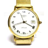 ROTARY, A GENTLEMAN'S GOLD-PLATED AND STAINLESS STEEL ROUND WRIST WATCH white dial with black