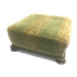 A VICTORIAN ROSEWOOD FRAMED UPHOLSTERED FOOTSTOOL 43cm square