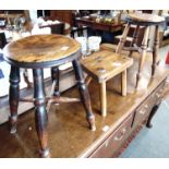 THREE VARIOUS PROVINCIAL STOOLS