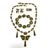 A COLLECTION OF JAPANESE NIELLO/DAMASCENED JEWELLERY comprising; a pair of twin canted-rectangular