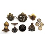 MILITARIA - ASSORTED comprising a Machine Gun Corps silver and faux tortoiseshell sweetheart brooch;