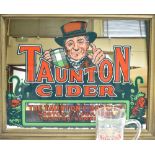 BREWERIANA - A TAUNTON CIDER ADVERTISING MIRROR with transfer printed decoration, in a wooden frame,