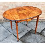 AN EDWARDIAN ROSEWOOD DROP LEAF TABLE with elaborate allover marquetry decoration, on square