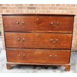 AN OAK AND MAHOGANY THREE DRAWER SECRETAIRE CHEST 121cm wide 53cm deep 105cm high