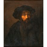 MANNER OF REMBRANDT VAN RIJN A bearded map in a cap, oil on canvas, unsigned, 41cm x 34.5cm. Note: