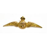 AN EARLY 20TH CENTURY GOLD AND ENAMEL ROYAL FLYING CORPS WINGS 'SWEETHEART' BROOCH probably by