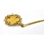 EDWARD VII (1901-1910), HALF-SOVEREIGN, 1908, LOOSELY SET IN A Vintage 9CT GOLD PENDANT MOUNT with