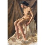 E.A. JAY (BRITISH, 20TH CENTURY) Study of a seated female nude, oil on canvas, signed verso, 75.