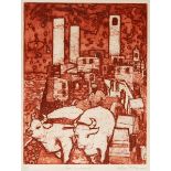 JULIAN TREVELYAN, R.A. (BRITISH, 1910-1988) 'San Gimignano', etching, limited edition 1/20, titled