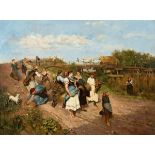 HUNGARIAN SCHOOL (LATE 19TH / EARLY 20TH CENTURY) Returning with the harvest, oil on board,