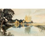CHARLES KNIGHT, R.O.I., R.W.S. (BRITISH, 1901-1990) 'Evening in Essex', watercolour, signed lower