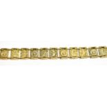 A MID-20TH CENTURY GOLD PANEL BRACELET BY CROPP & FARR in the form of small square panels