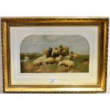 AFTER THOMAS SIDNEY COOPER Sheep resting on a river bank, colour print, 18cm x 33.5cm.