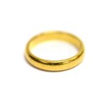 A 22CT GOLD 'D' SECTION WEDDING BAND Birmingham 1927, 4mm wide, size P, 6.6g