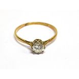 A MID 20TH CENTURY GOLD AND DIAMOND SOLITAIRE RING the round brilliant approx. 0.46cts, claw set