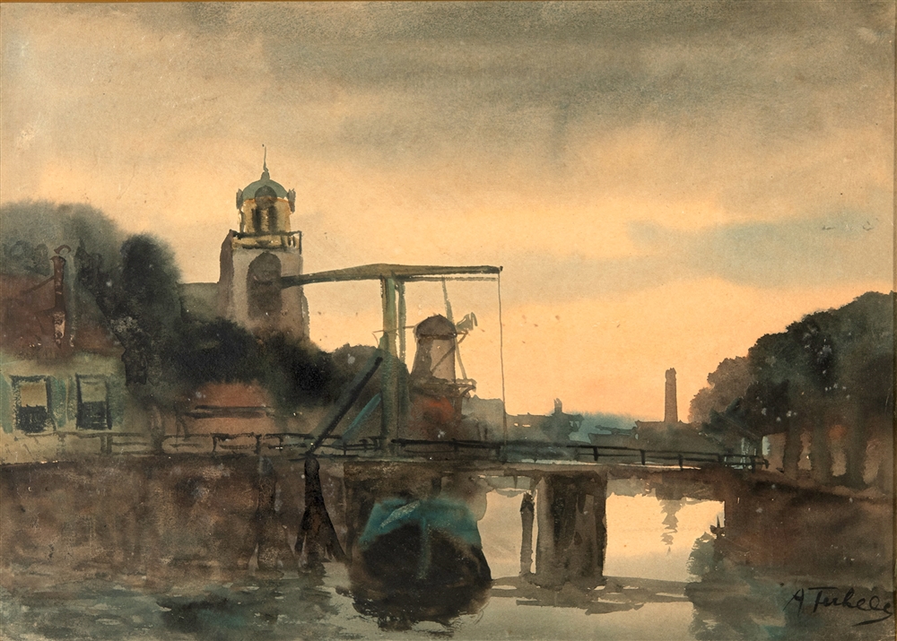 A. TERHELL (DUTCH, EARLY 20TH CENTURY) 'Barendrecht, n[ea]r Rotterdam', watercolour, signed lower