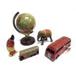 ASSORTED TINPLATE & OTHER TOYS comprising a Moko tinplate 'Jumbo' the elephant, with a clockwork