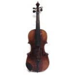 A VIOLIN the interior stamped 'C.F. / HOPF', further stamped below the button 'HOPF', the two-
