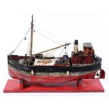 A MODEL CLYDE PUFFER CARGO SHIP 'LADY BUTE', OF GLASGOW the superstructure removable for motorized