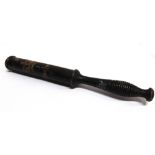 A VICTORIAN PAINTED WOOD TRUNCHEON marked 'V.R. / [crown] / 1 / Bowling', 37.5cm long.