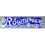 A ROWNTREE'S COCOA ENAMEL WALL SIGN 'Makers to H.M. The King / Rowntree's Elect Cocoa', with white