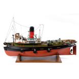 A MODEL TUG BOAT 'LADY JAN', OF HULL the superstructure removable for motorized operation, with a