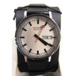 RAILWAYANA - A MONDAINE SBB CFF FFS OFFICIAL SWISS RAILWAYS WRISTWATCH the circular white dial