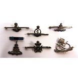 SIX BRITISH GREAT WAR REGIMENTAL SILVER & ENAMEL SWEETHEART BROOCHES comprising South