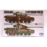 A 1/25 SCALE TAMIYA UNMADE PLASTIC BRITISH ARMY CENTURION MK III TANK KIT (Item 30614*5500),