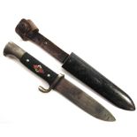 A GERMAN HITLER YOUTH KNIFE by Gottlieb Hammesfahr of Solingen, pre-1938 Model, of regulation