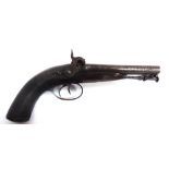 A 19TH CENTURY DOUBLE BARREL SIDE BY SIDE PERCUSSION PISTOL, BY CHARLES WILLIAM LANCASTER (1820 -